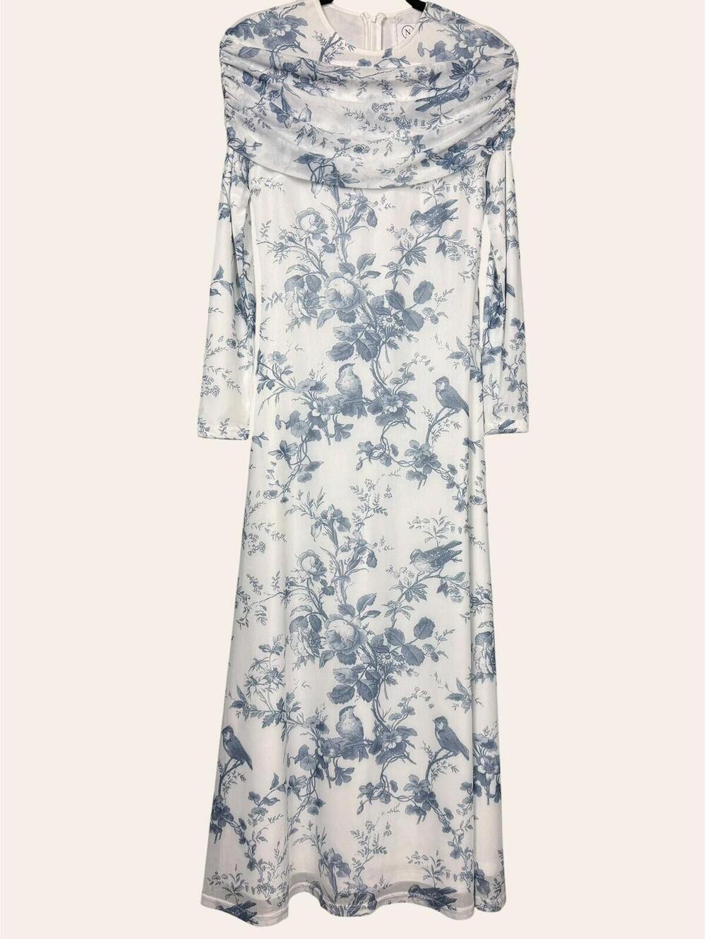 Nina Collection Blue Floral Printed Dress